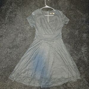 Elegant Gray Lace Dress